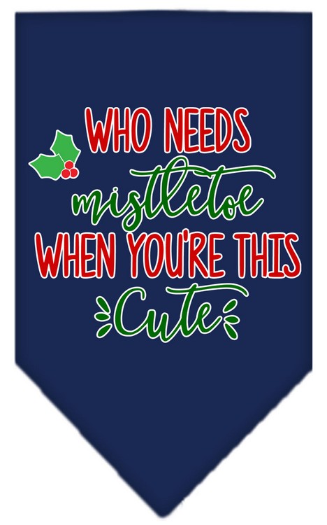 Who Needs Mistletoe Screen Print Bandana Navy Blue large